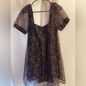 Wild Fable Floral Mini Dress - Black and Multicolor